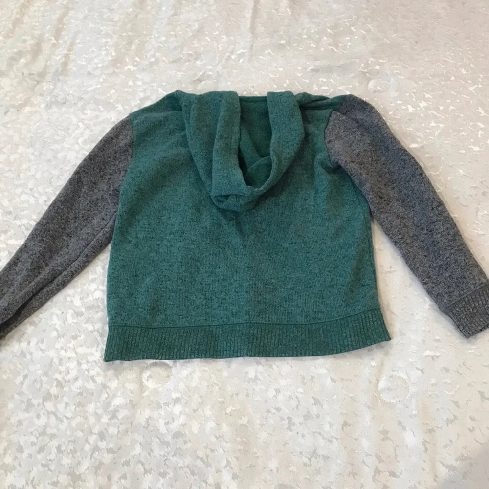 Gymboree Kids Hooded Zip-Up Sweatshirt in Teal and Gray Size 7